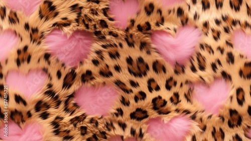 Heart pink Leopard fur skin texture colorful seamless pattern tile. Valentine s day. for Print. fabric textile. wall wallpaper graphics. template for artwork design.