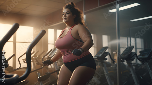 woman in a gym  plus size woman at the gym  fat woman at the gym  plus size woman
