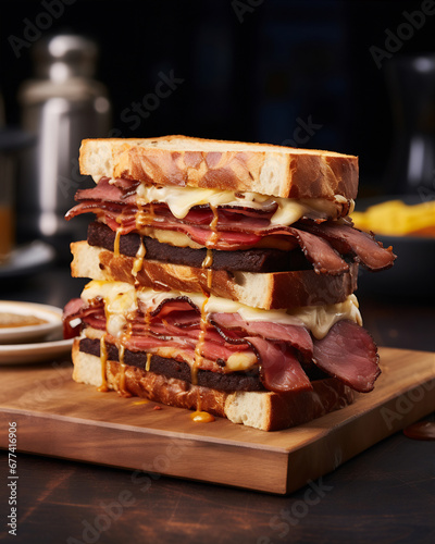baguette sandwich on wood background