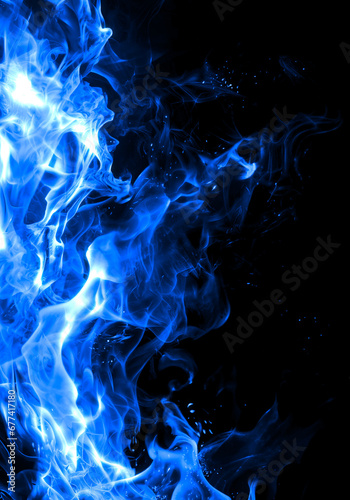 blue smoke on black