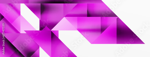 Vivid abstraction unfolds. Triangles in seamless harmony, composing dynamic geometric backdrop. Interplay of angles and hues forms captivating tapestry, evoking modernity and artistic allure