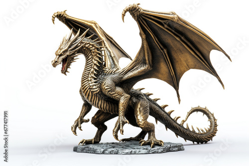 A bronze dragon figurine on a white background photo