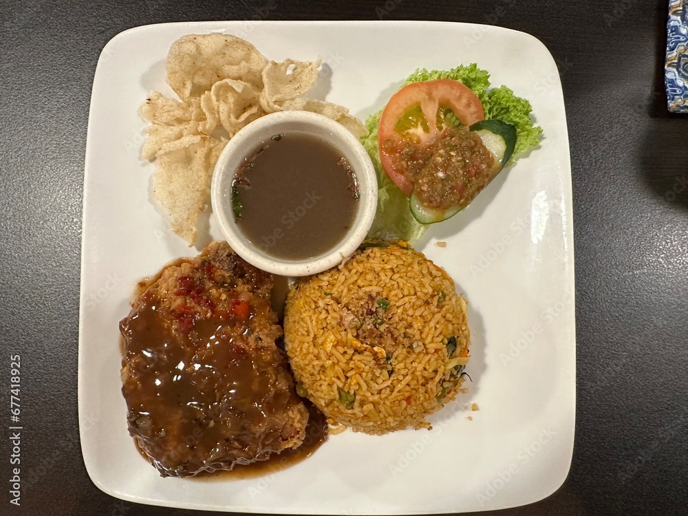 Chicken Chop with Fried Rice Chicken Chop with Fried Rice