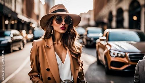 Fashonable and Elegant Lifestyle photo of woman in the city photo