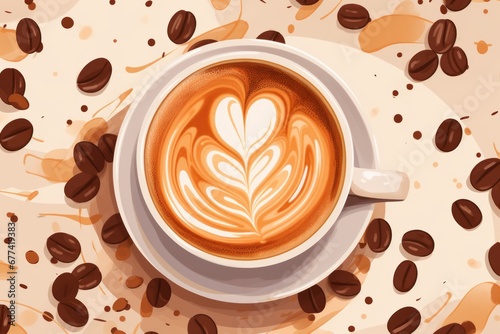 illustrations flat coffee mocca background. Generative AI. photo