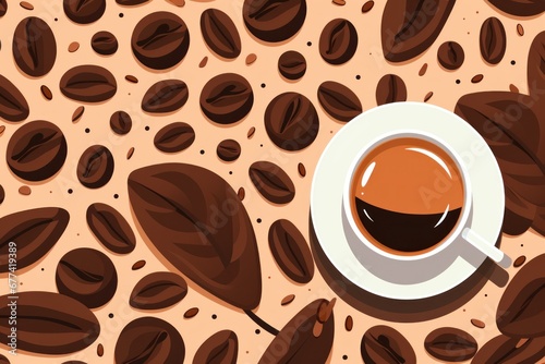 illustrations flat coffee mocca background. Generative AI.