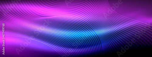 Glowing neon wave abstract background - vibrant, luminescent waves pulsate in a captivating and electrifying display