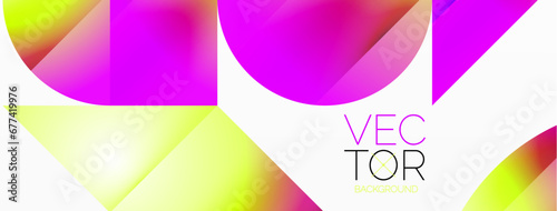 Serene gradient template. Circles and triangles mingle in minimalist perfection. Gentle fusion of forms and hues creates balanced yet captivating backdrop, embodying modern sophistication