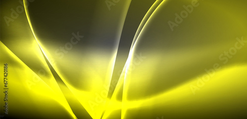 Neon-lit waves surge across background, mesmerizing dance of luminescence and motion. Dynamic backdrop captures essence of energy and modern aesthetics