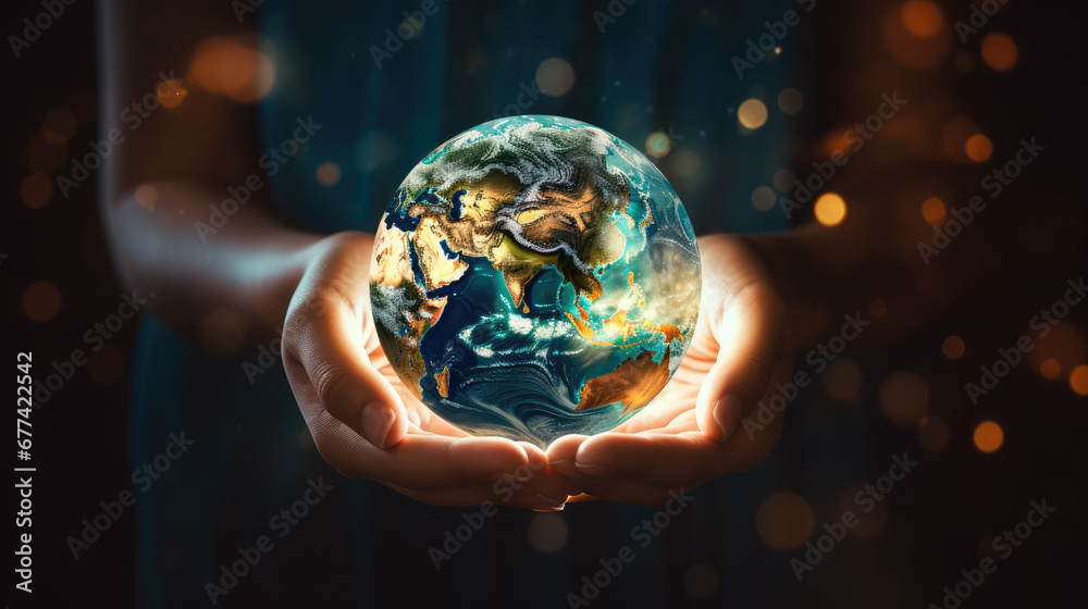 Fototapeta premium hand holding a globe
