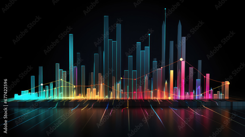 colorful trading graphs hologram