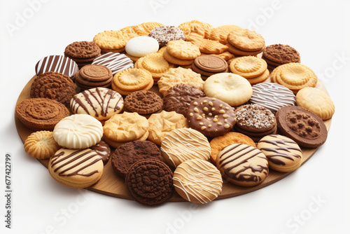 Assorted cookies on white background - isolated