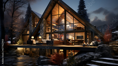Winter modern loft-style exterior