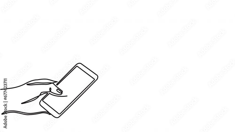 Animation video of a cell phone sending a message in a continuous line style. Concept of hand holding smartphone and sending instant message with flying paper airplane in one line style running video. Animation video of a cell phone sending a message in a continuous line style. Concept of hand holding smartphone and sending instant message with flying paper airplane in one line style running video.
