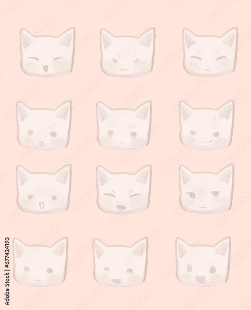 set of cats expressions sticker pack