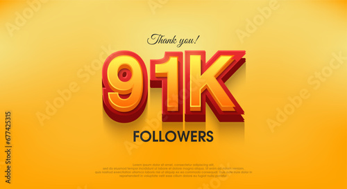 Thank you 91k followers 3d design, vector background thank you. photo