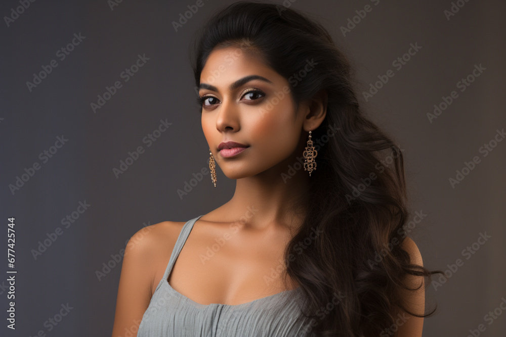beautiful indian nationality woman model portraits looking at camera