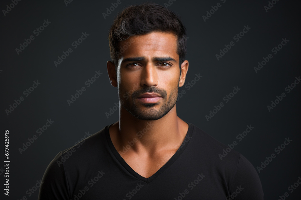 handsome indian nationality man model portraits looking at camera