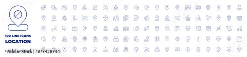 100 icons Location collection. Thin line icon. Editable stroke. Location icons for web and mobile app.