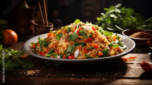 Authentic Pad Thai - Thai Noodle Delight - Generative Ai