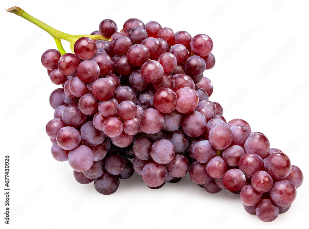 Red champagne grapes isolated on white background, Bunch of fresh red juicy Champagne Grapes isolated on white With work path.