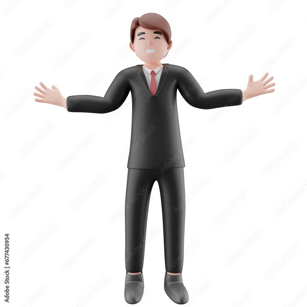 Businessman with wide arms 3d Illustration Businessman with wide arms 3d Illustration
