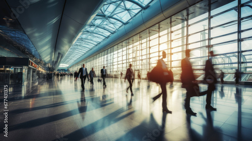 Business man Navigate Airport with Pulling Suitcases