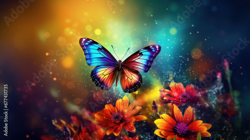 A butterfly wings landing on a  flower © wiparat