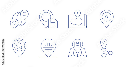 Location icons. Editable stroke. Containing location, area, world, placeholder, maps and location.