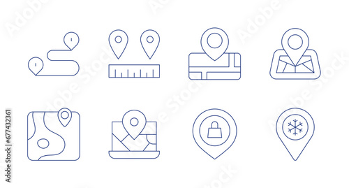 Location icons. Editable stroke. Containing placeholder, location, route, map, location pin.