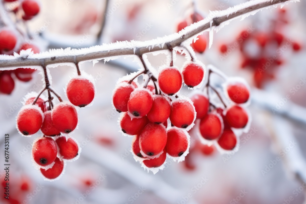 Frozen berries on the branch Frozen berries on the branch
