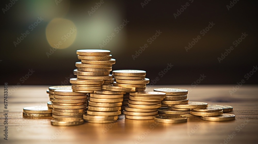 Gold coins stacks is representing riches and wealth management Gold coins stacks is representing riches and wealth management