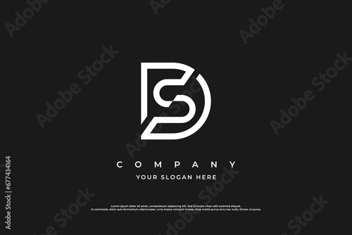 Initial Letter SD Logo or DS Monogram Logo Design Vector