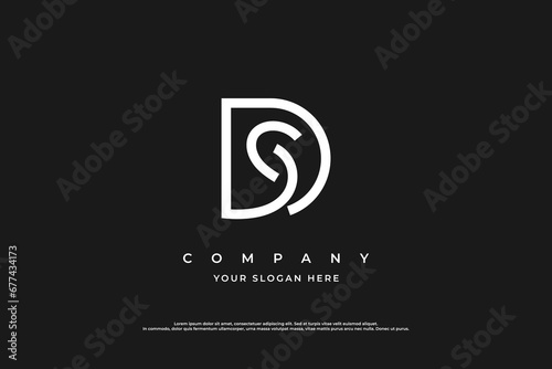 Initial Letter SD Logo or DS Monogram Logo Design Vector