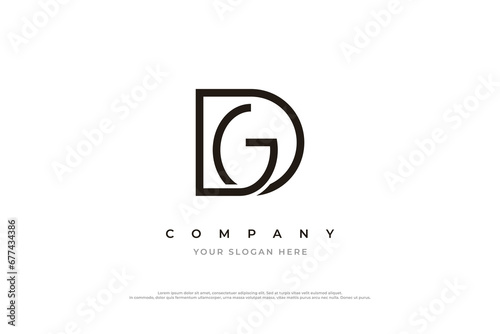 Initial Letter DG Logo or GD Monogram Logo Design Vector