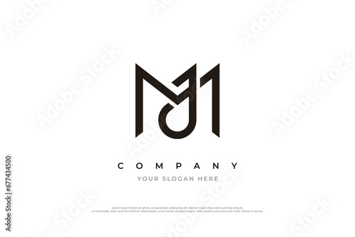 Initial Letter JM Logo or MJ Monogram Logo Design Vector