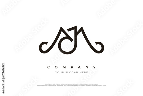 Initial Letter JM Logo or MJ Monogram Logo Design Vector