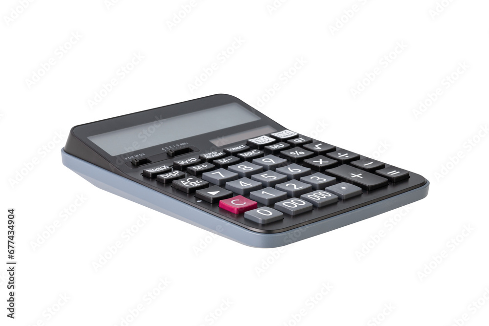 Black digital calculator isolated on white background with clipping path. Black digital calculator isolated on white background with clipping path.
