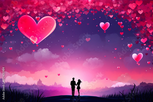 Valentine s day with love heart background.
