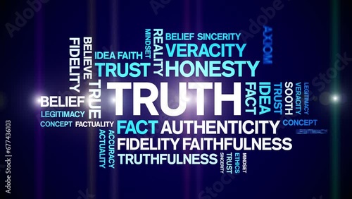 Truth animated tag word cloud;text design animation kinetic typography seamless loop. photo