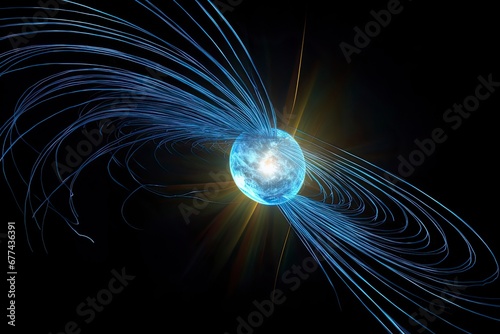 An artist's depiction of the magnetic lines of force surrounding Earth known