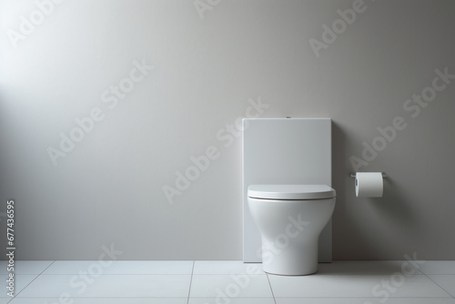 Minimalistic modern toilet with nature light at home. photo