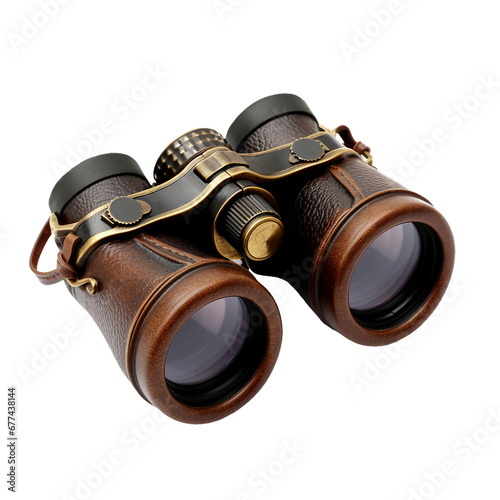 Vintage Binoculars, transparent background, isolated image, generative AI