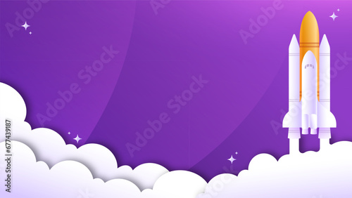 purple background with rocket