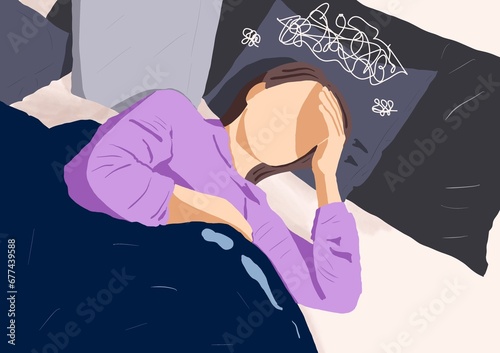 Woman with stress in bed