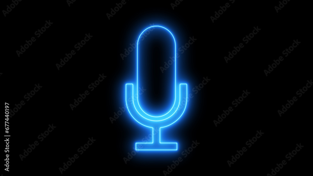 Wireless neon microphone isolated on black background Wireless neon microphone isolated on black background