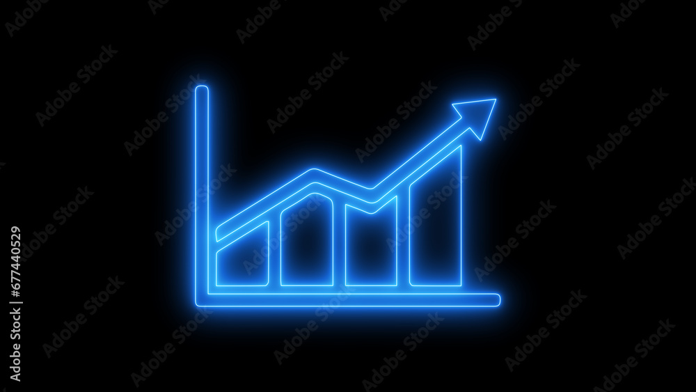 Neon glowing mobile network icon on black bakground.