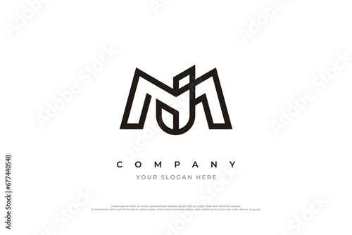 Initial Letter JM or MJ Logo Design Vector