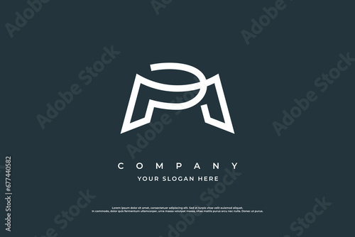 Initial Letter PM or MP Logo Design Vector photo
