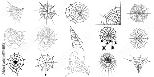 Spiderweb set.Web spider cobweb icons set. Spider icon set.Outline set of spider vector icons for web design isolated on white background.